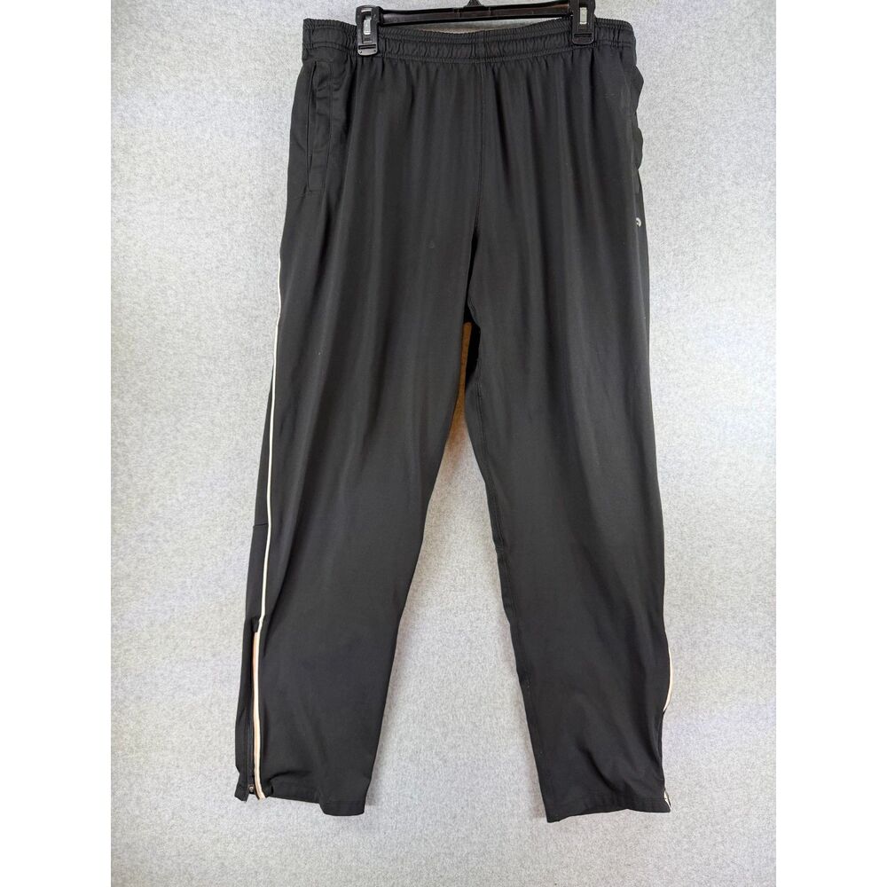 MTA Sport Men’s XL Black Track Pants Side Stripe Ankle Zip Athletic 3650